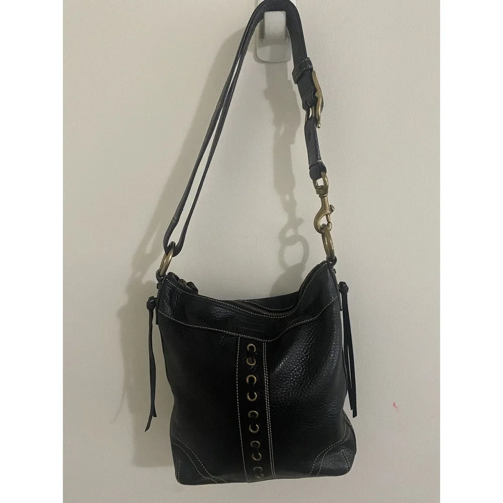 Coach Chelsea Laced Duffle Crossbody Shoulder Bag 10399 Black Leather Vintage